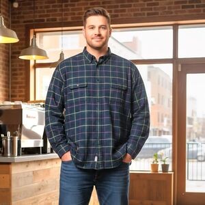 Ralph Lauren Shirt Mens 3XLT Tall Blue Windowpane Plaid Long Sleeve Button